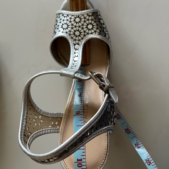 Antonio Melani Wedge Heels Women’s Size 9 M Sandals Silver Leather Cork Heel - Picture 8 of 14